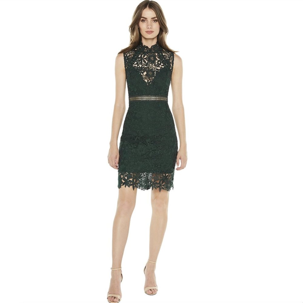 Bardot Paris Lace Dress Forest Green Size 8 / Medium